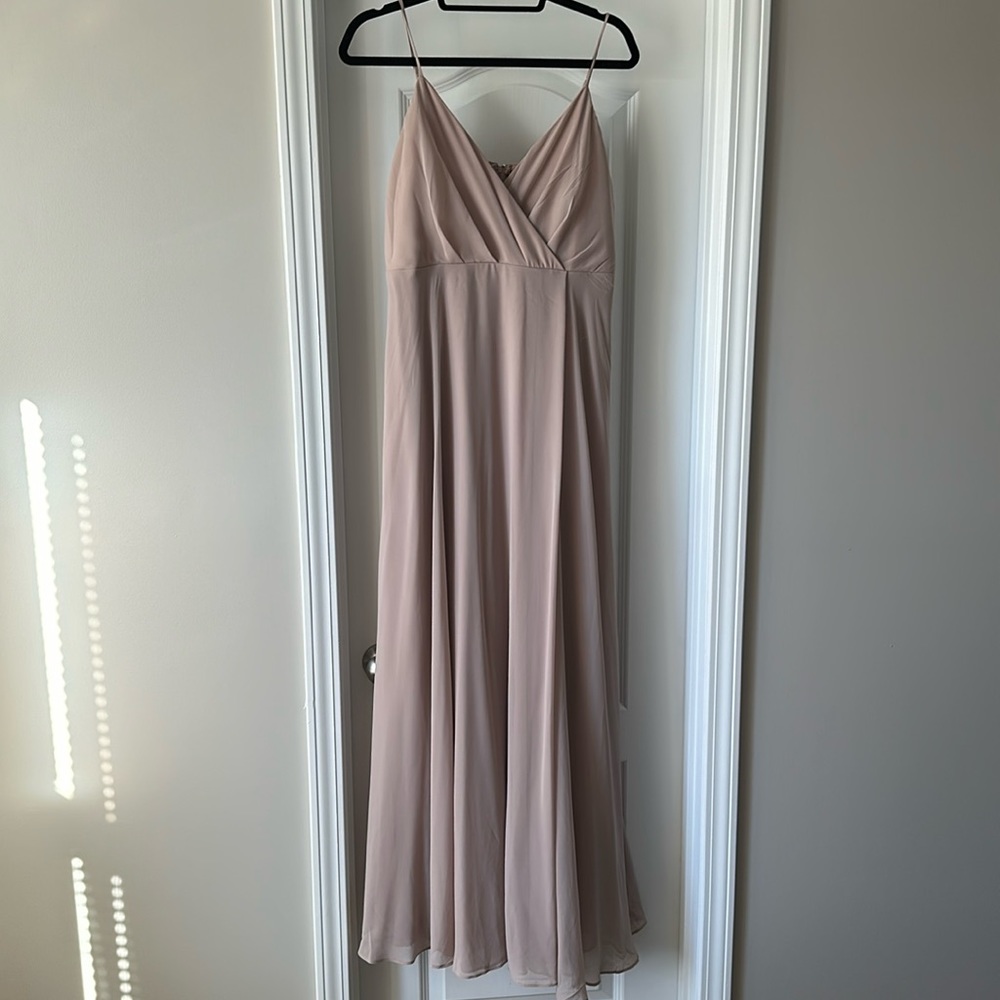 Birdy Grey Bridesmaid Chiffon Kaia Dress size Large in Taupe